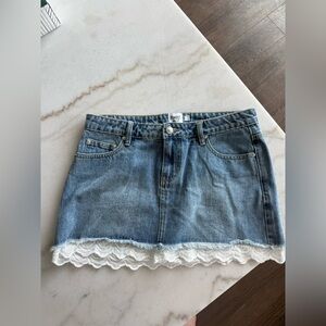 Princess Polly Miyuki Denim Mini Skirt Mid Wash